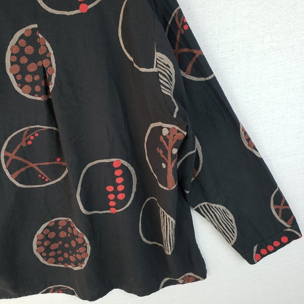 Mona Lisa Mao Mam Jacket Shirt Boxy Lagenlook Art-to-wear Abstract Print O/S - Picture 12 of 15